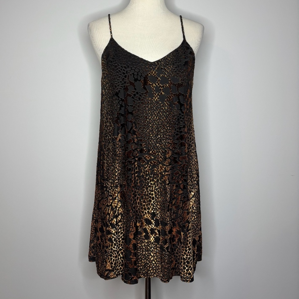 Peach Love - Black Velvet Animal Print Dress
